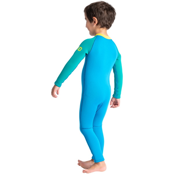 2025 C-Skins Junior C-KID 3/2mm Front Zip Våddragt C-BA32ST - Cyan / Green / Aurora Yellow